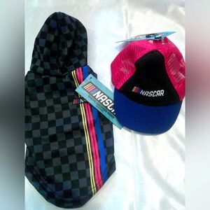 NASCAR Checkered Hoodie, Trucker Hat, Dog Toy (XS)